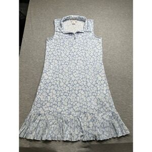 Laura Ashley Golf & Tennis‎ Dress Blue Floral Pleated Sleeveless Collared S